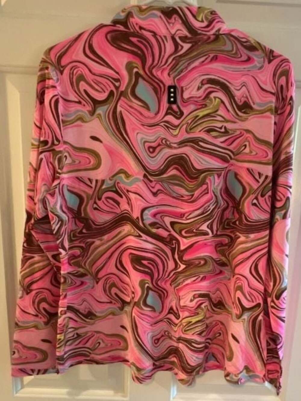 Jamie Sadock Long Sleeve Golf Tennis Athletic Top with Marble Print and Zipper D - Picture 4 of 9